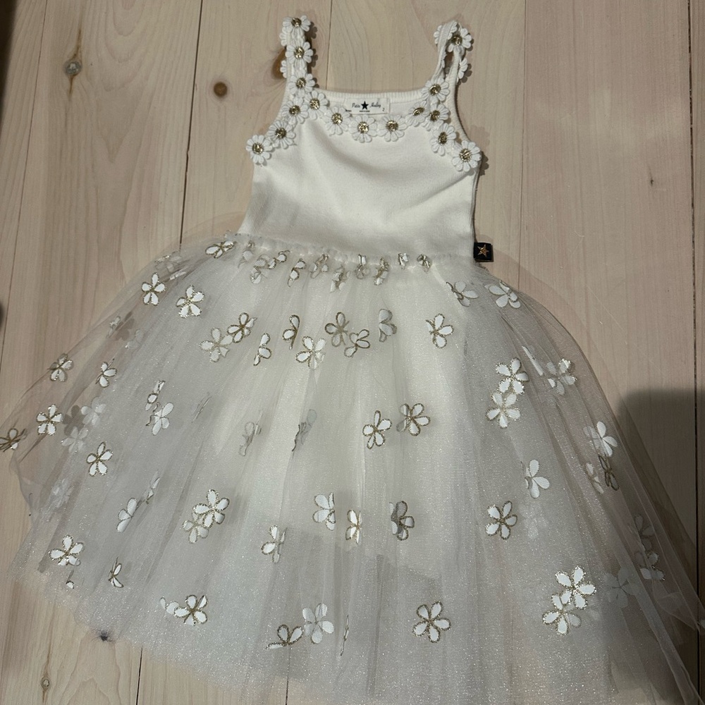 White Floral Tulle Dress